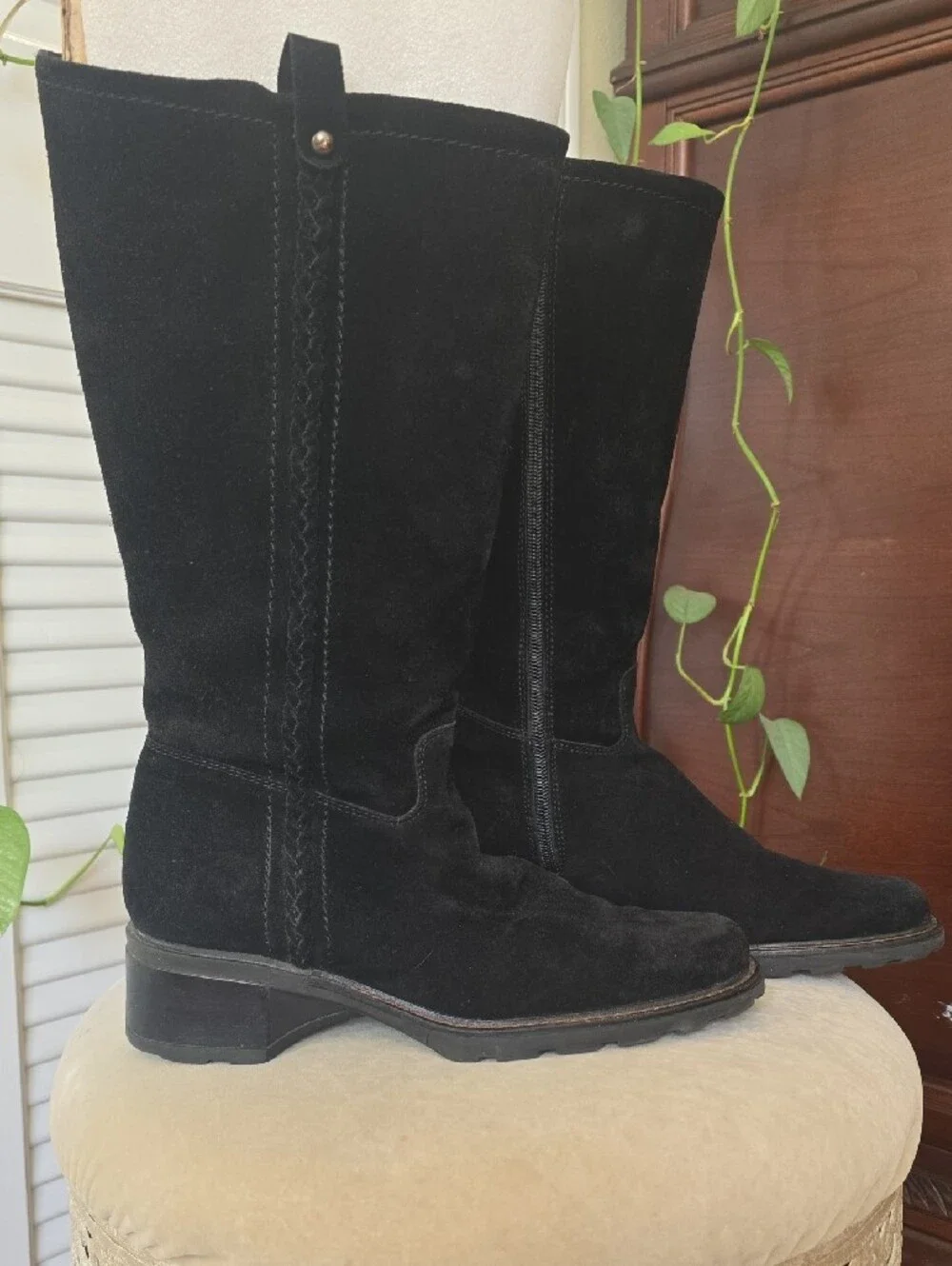 Aquatalia By Marvin K. Black Suede Weather Proof Knee High